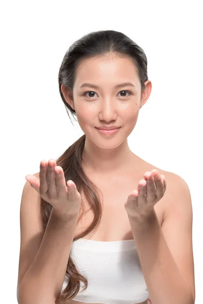 Asiatische Frau Auf Weißem Hintergrund — Stockfoto
