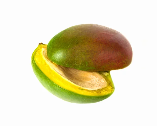 Mango Gesneden Slager Witte Achtergrond — Stockfoto