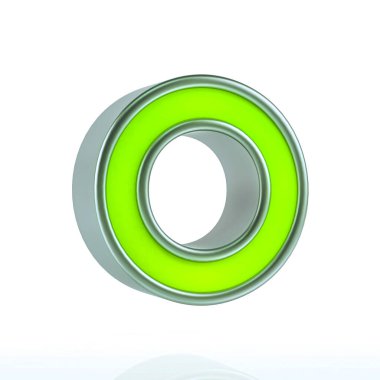 Beyaz arkaplanda Yeşil Kayıt Düğmesi ya da Medya Kontrol Sembolleri. Çokluortam simgesi konsepti 3d oluşturma