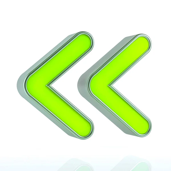 Green Backwards Button Media Control Symbols White Background Multimedia Icon — Stock Photo, Image