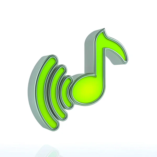 Green Music Note Button Media Control Symbols White Background Multimedia — Stock Photo, Image