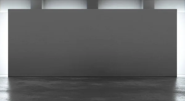 Boş modern galeri içi beton zemin ve boş dekoratif duvar. Müze ve sergi geçmişi konsepti. 3B Hazırlama