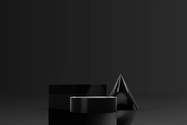 Abstract Black Minimal Background Basic Geometric Render — Stock Photo, Image