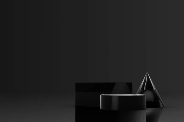 Astratto Sfondo Nero Minimale Render Geometrico Base — Foto Stock