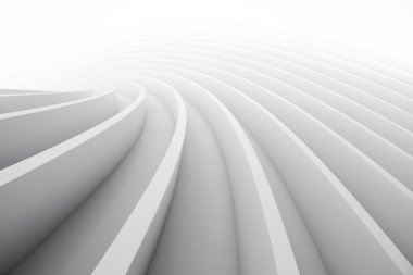 Soyut 3d Eğri Arkaplan. Dairesel Şekiller Modern Minimalist Tasarım. Beyaz pürüzsüz geometrik. 3d Hazırlama