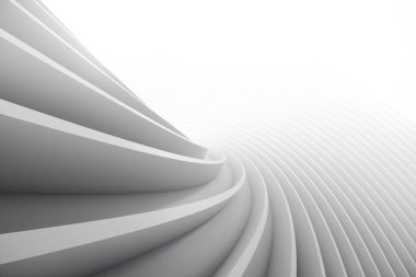 Soyut 3d Eğri Arkaplan. Dairesel Şekiller Modern Minimalist Tasarım. Beyaz pürüzsüz geometrik. 3d Hazırlama