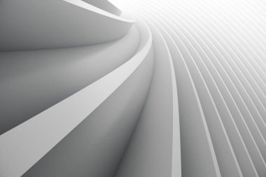 Soyut 3d Eğri Arkaplan. Dairesel Şekiller Modern Minimalist Tasarım. Beyaz pürüzsüz geometrik. 3d Hazırlama