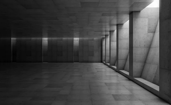 Salle Exposition Abstraite Béton Avec Colonnes Design Géométrique Moderne Sol — Photo