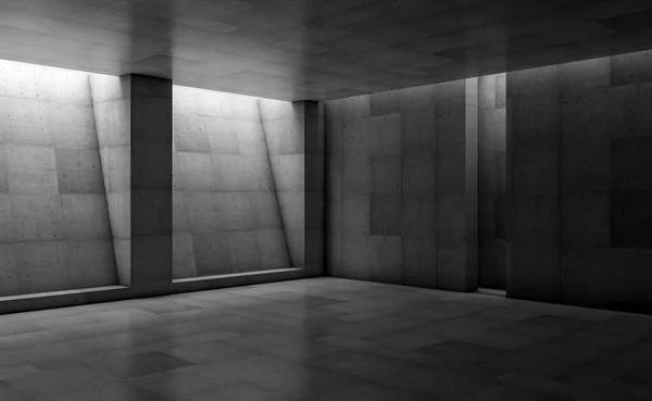 Abstrakt Betong Showroom Med Pelare Modern Geometrisk Design Grå Golv — Stockfoto
