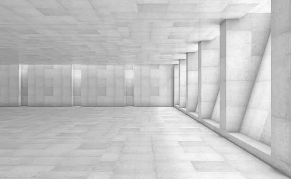 Анотація Бетонного Шоуруму Колонами Сучасний Геометричний Дизайн Біла Підлога Стіна — стокове фото