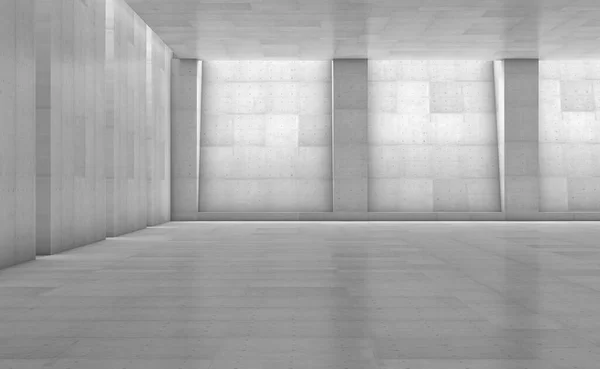 Abstracte Betonnen Showroom Met Zuilen Modern Geometrisch Ontwerp Witte Vloer — Stockfoto