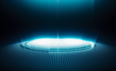 Soyut fütüristik ışık arka planı. Gelecekteki mavi konsept tasarımı. 3B görüntüleme.