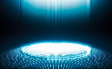 Soyut fütüristik ışık arka planı. Gelecekteki mavi konsept tasarımı. 3B görüntüleme.