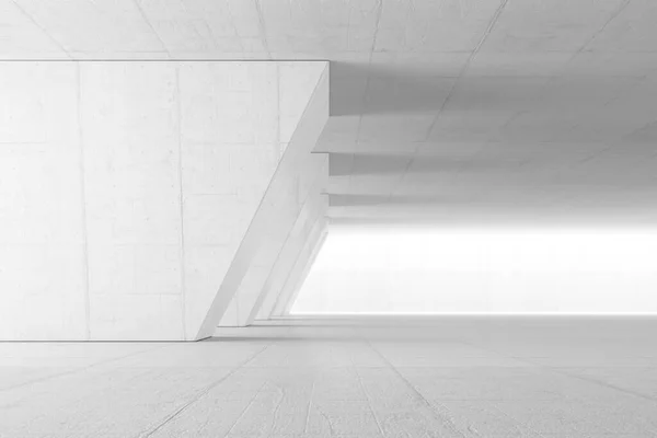 概要白い壁で空の空間 床付きのモダンなブランクショールーム 未来のコンセプト 3Dレンダリング — ストック写真