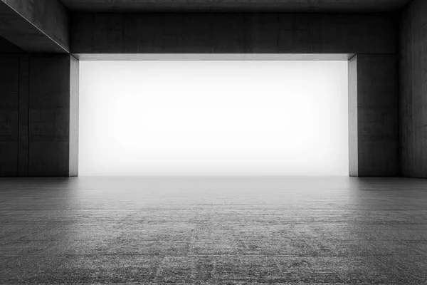 Salle Béton Abstrait Vide Avec Porte Lumière Brillante Concept Intérieur — Photo