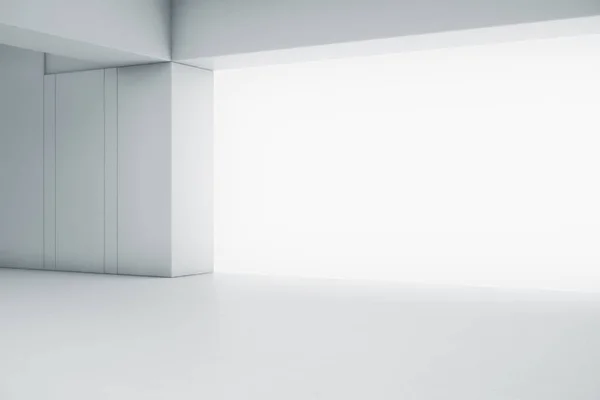Quarto Branco Abstrato Vazio Com Portão Luz Brilhante Fundo Conceito — Fotografia de Stock