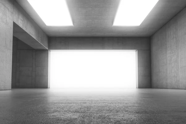 Sala Concreto Abstrato Vazio Com Portão Luz Brilhante Fundo Conceito — Fotografia de Stock