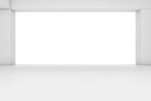 Üres Elvont Fehér Szoba Kapuval Világító Fénnyel Belső Koncepció Háttér — Stock Fotó