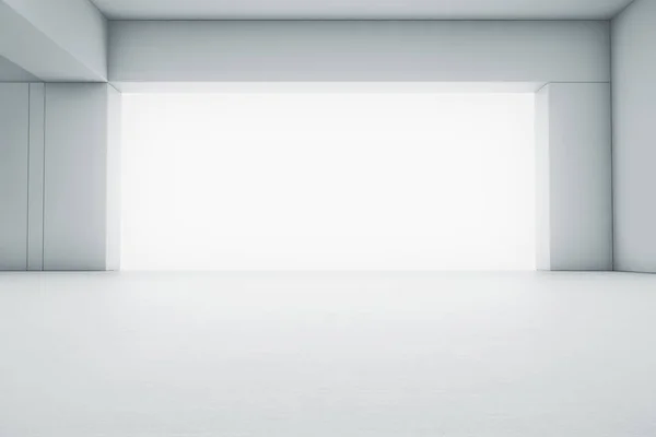 Chambre Blanche Abstraite Vide Avec Porte Lumière Brillante Concept Intérieur — Photo