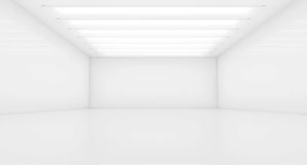 Сучасне Майбутнє Концепції Порожня Футуристична Чиста Біла Кімната Світлом Рендерінг — стокове фото
