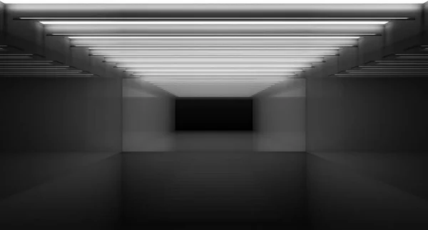 Contemporary Future Concept Background Empty Futuristic Clean Dark Box Interior — Stock Photo, Image