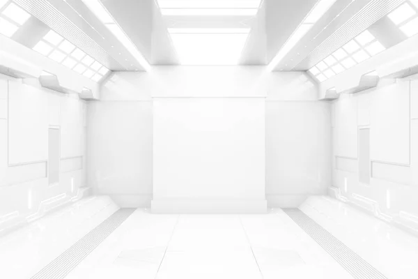 Futuristic Tunnel Light White Spaceship Corridor Interior View Future Background — Stock Photo, Image