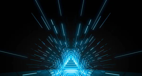 Abstraktes Dreieck Lichtkorridor Futuristischer Tunnel Künftiger Interner Hintergrund Business Science — Stockfoto