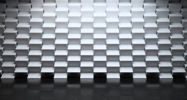 Zig zag ya da üçgen duvar. Modern soyut mimari arka plan. Gelecek konsepti. 3d illüstrasyon.