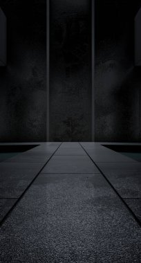 Soyut modern iç mekan. Büyük salonda bilardo salonu var. Fütürist bir kavram. Gelecekteki geçmişi. 3d illüstrasyon.