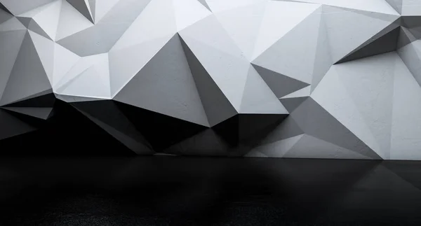 Üçgen çokgenli soyut iç duvar. 3B illüstrasyon