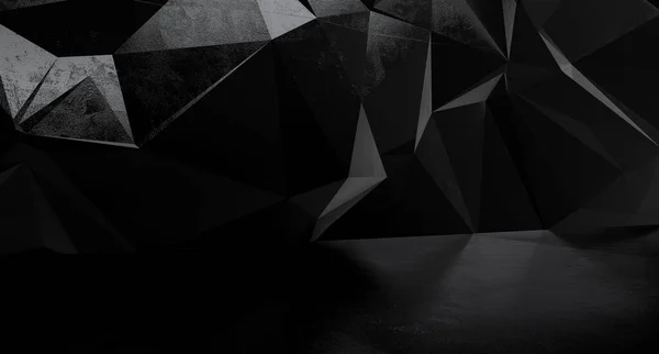 Üçgen çokgenli soyut iç duvar. 3B illüstrasyon