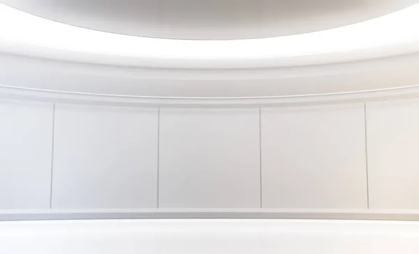 Modern Future background. Futuristic empty white stage. Hi tech Sci-fi interior concept. 3d rendering