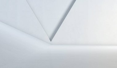 Çerçevesinde üçgen köşe olan çok az beyaz arkaplan. 3B Resim Hazırlama.