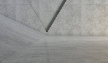 Çerçevesinde üçgen köşe olan çok az beton arkaplan. 3B Resim Hazırlama.