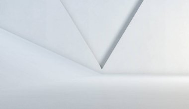 Çerçevesinde üçgen köşe olan çok az beyaz arkaplan. 3B Resim Hazırlama.