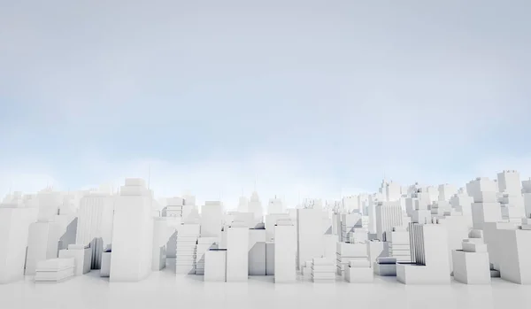 Paisaje Urbano Blanco Con Fondo Cielo Azul Muchos Edificios Ilustración — Foto de Stock