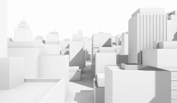 Weißer Hintergrund Stadtbild Viele Gebäude Rendering Illustration — Stockfoto