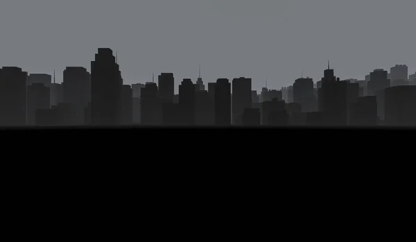 Dark Cityscape Background Black Buildings Smoke Rendering Illustration — Stock Photo, Image