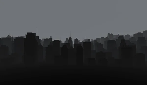 Dark Cityscape Background Black Buildings Smoke Rendering Illustration — Stock Photo, Image