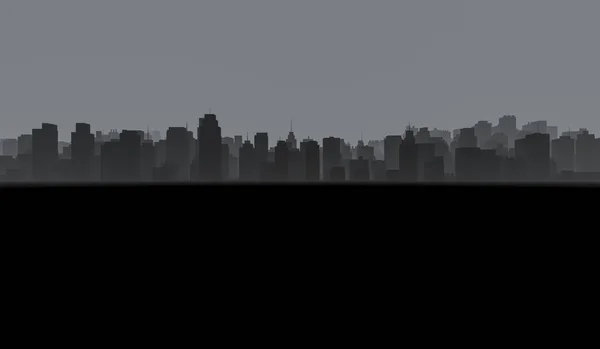 Dark Cityscape Achtergrond Zwarte Gebouwen Met Rook Illustratie Weergeven — Stockfoto