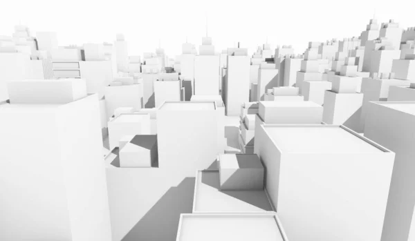 Weißer Hintergrund Stadtbild Viele Gebäude Rendering Illustration — Stockfoto