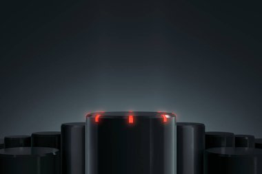 Zarif Blank ürün standı ışık ve ışıltıyla. Tasarım için yuvarlak platform. Göstermek için kaldırım taşı. Gelecekçi kavram geçmişi. 3B görüntüleme