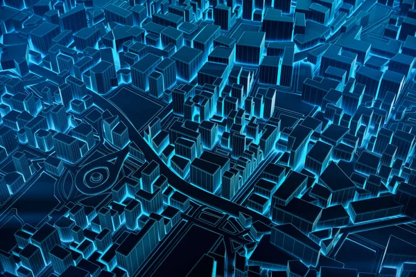 Абстрактная Футуристическая Черная Линейная Карта Города Путешествия Планирование Будущего Технологического — стоковое фото