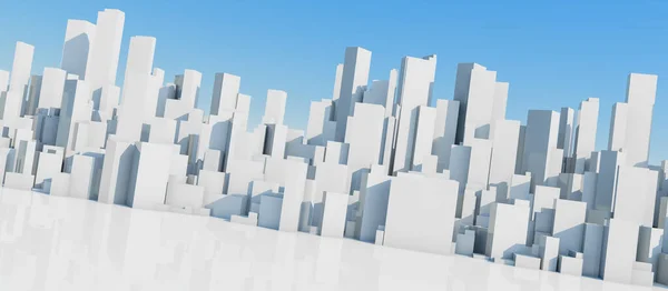 青空の背景に白い都市の日の時間 3Dレンダリング — ストック写真