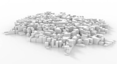 Soyut Beyaz Şehir Merkezi. Şehir manzarası geçmişi. 3d oluşturma.