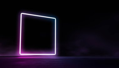 Parlak çizgiler parlak renkler soyut arkaplan. Boş uzayda dumanlı, neon pembe ışıklar. 3d hazırlayıcı.