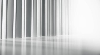 Işıklı ve gölgeli beyaz duvar. Soyut ayrıştırıcılar güneş ışınları arka planı. 3d Hazırlama