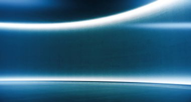 Duvarı olan parlak, boş bir alan. Soyut neon arkaplan. 3d oluşturma