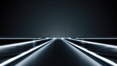 Sahne için fütürist soyut ışık yolu. Gelecekteki konsept geçmişi. CGI illüstrasyonu.