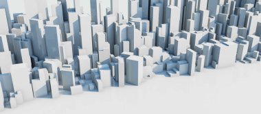 Mavi gökyüzü arka planında beyaz şehir zamanı. 3 Boyutlu Hazırlama.